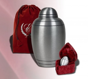 625/10 in Brushed-Alloy Urn Pewter Look w/ Burg pouch