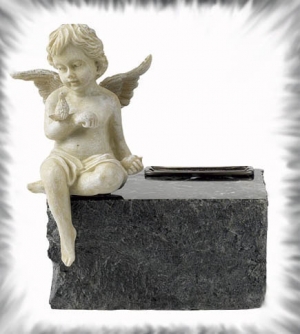 726 Black Marble Base with Angel Keepsake/Infant Urn