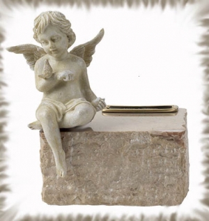 727 Cream Marble Base with Angel Keepsake/Infant Urn