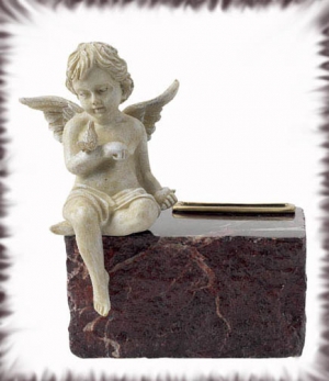 728 Ruby Marble Base with Angel Keepsake/Infant Urn